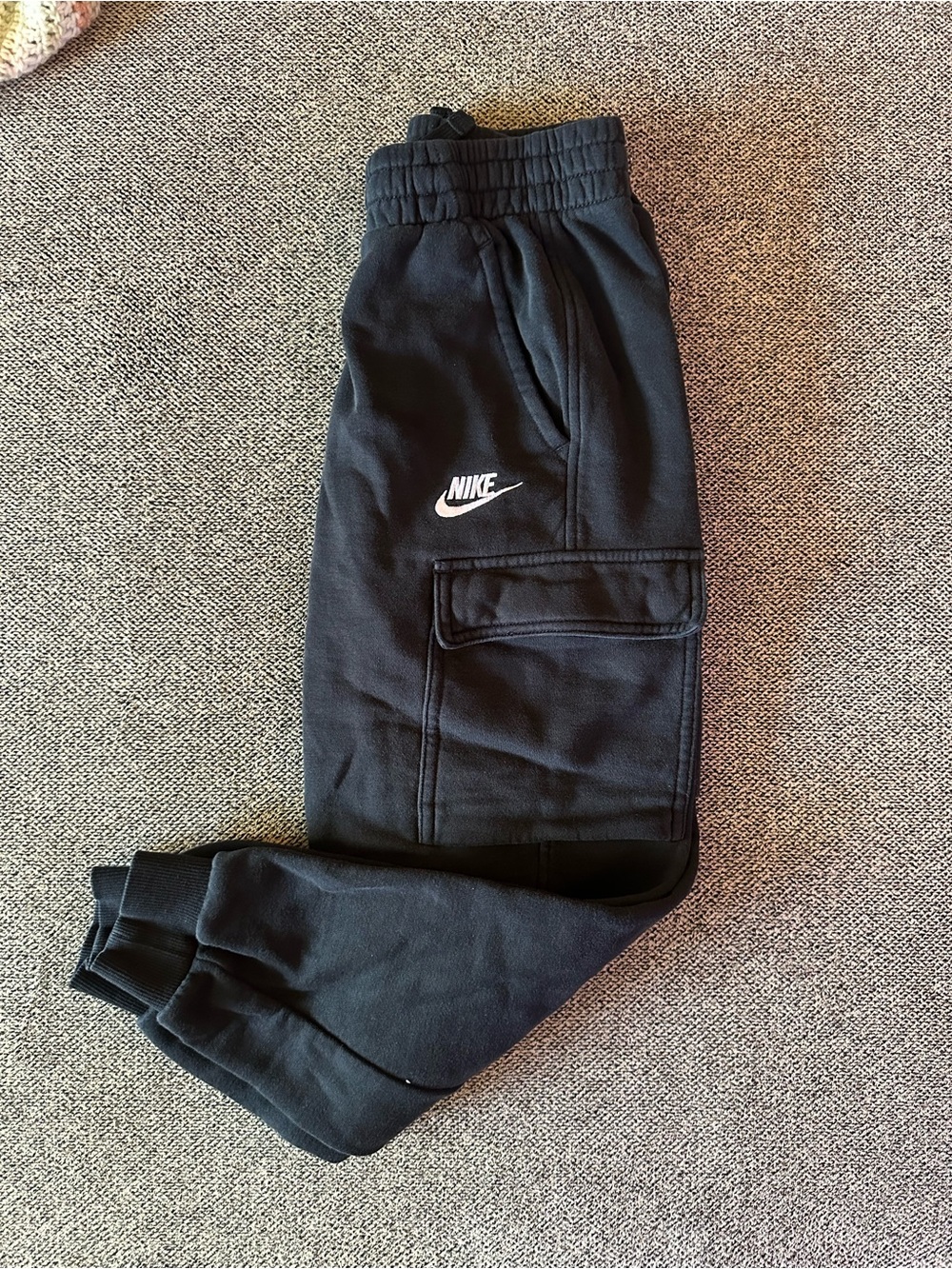 Nike Black Kids Cargo Sweatpants with White Logo
